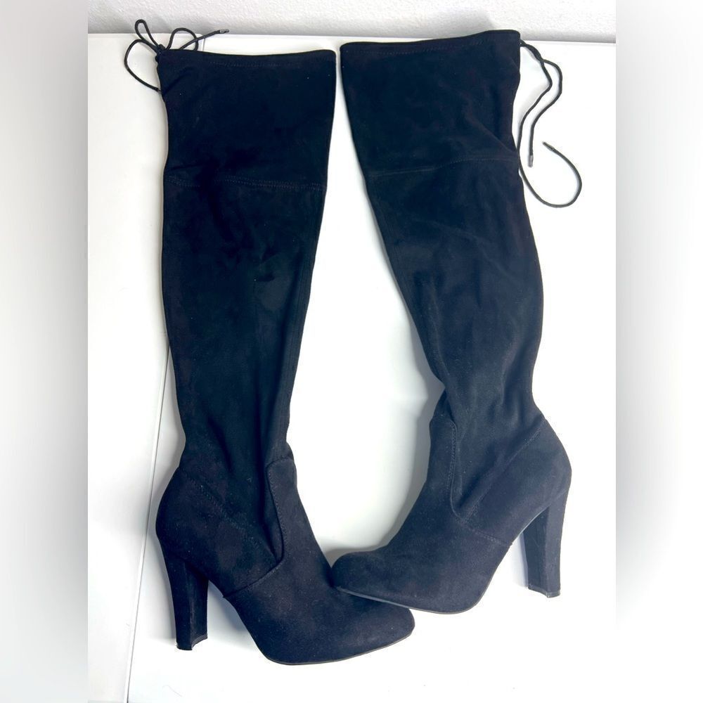 Massimo Faux Suede Over-The-Knee Boots Black Size 8,5
